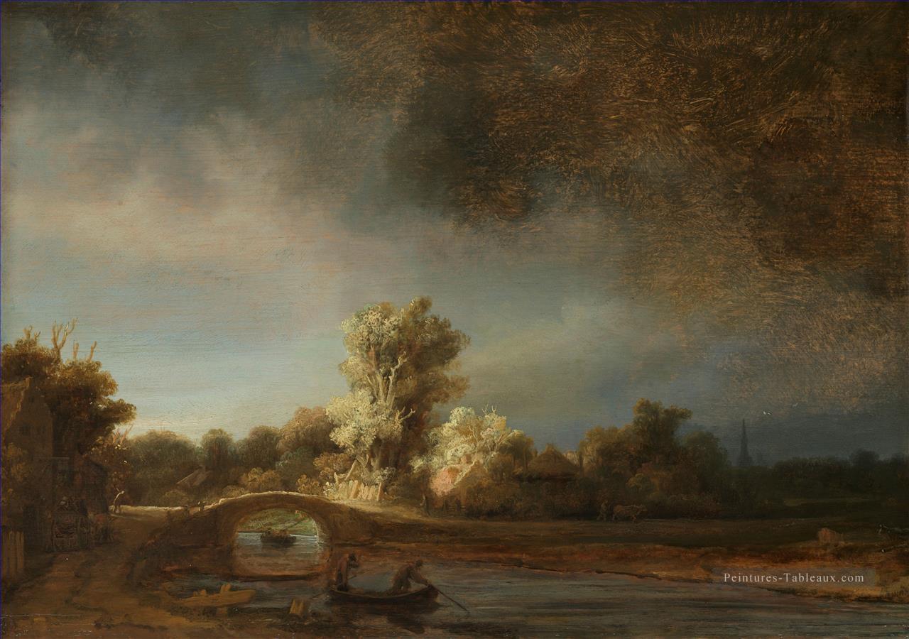 Le pont de pierre 1638 Rembrandt Peintures à l'huile